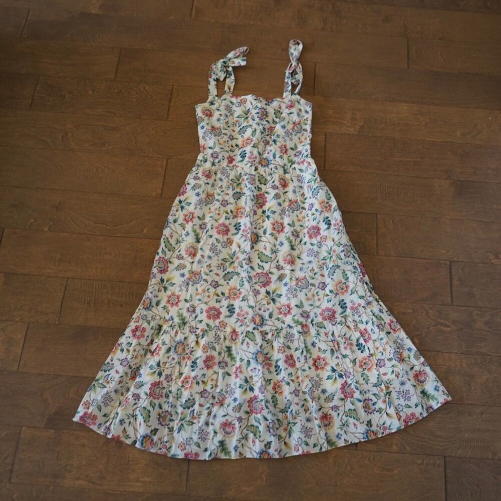 Rosie Cotswold Duchess Smocked Floral Maxi Dress Preppy Classy Size Small